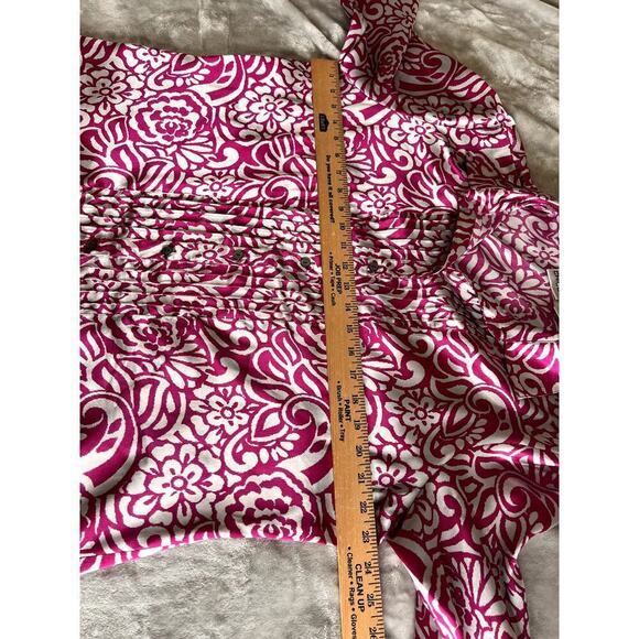 Chico's womens size 3 shirt magenta/silver satin button-up long sleeves - Picture 3 of 8